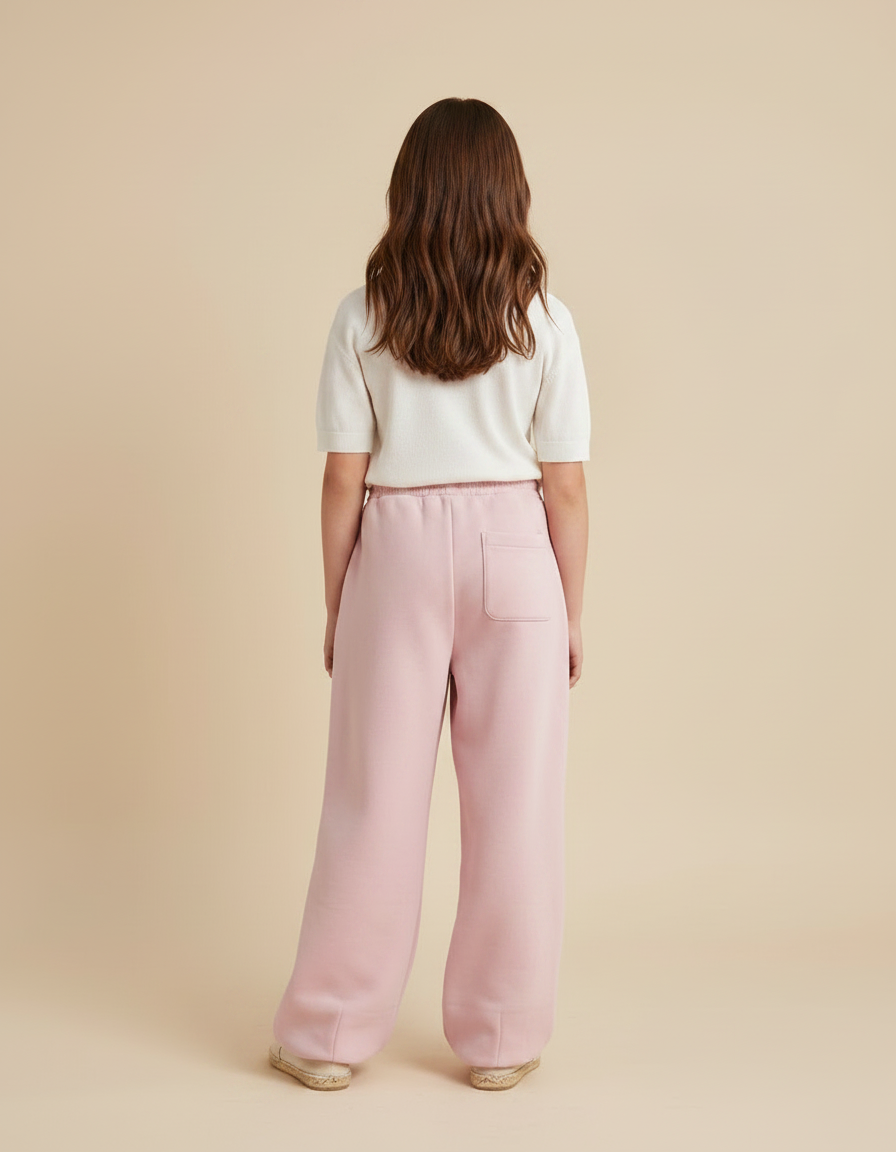Pantalon Parachute Rose Ample Molletonné Doux Cordon - vue 2