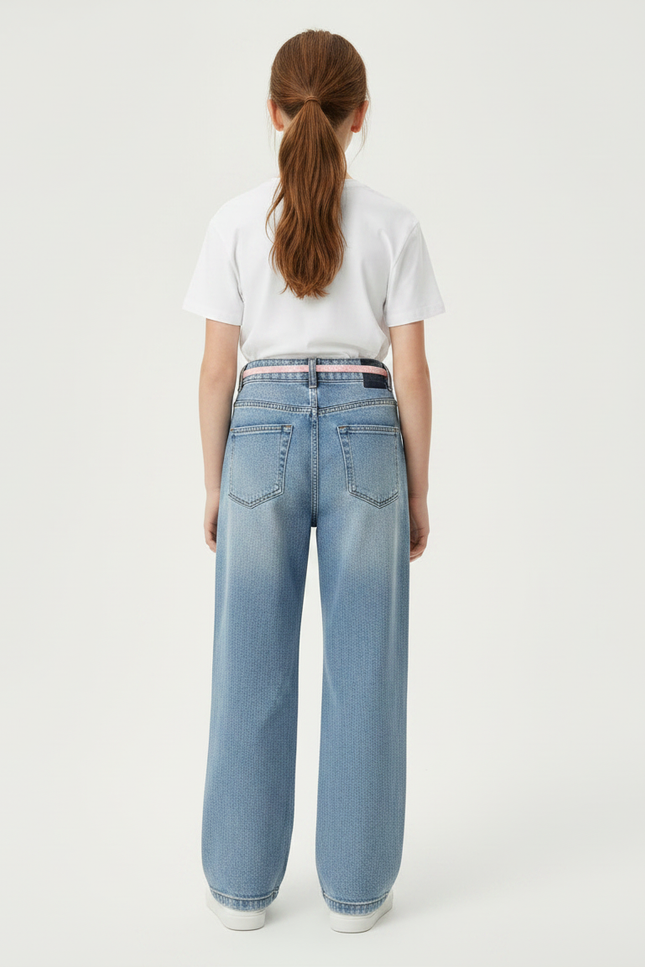 Pantalon Parachute Jean Ample Fille Décontracté Bleu - vue 2