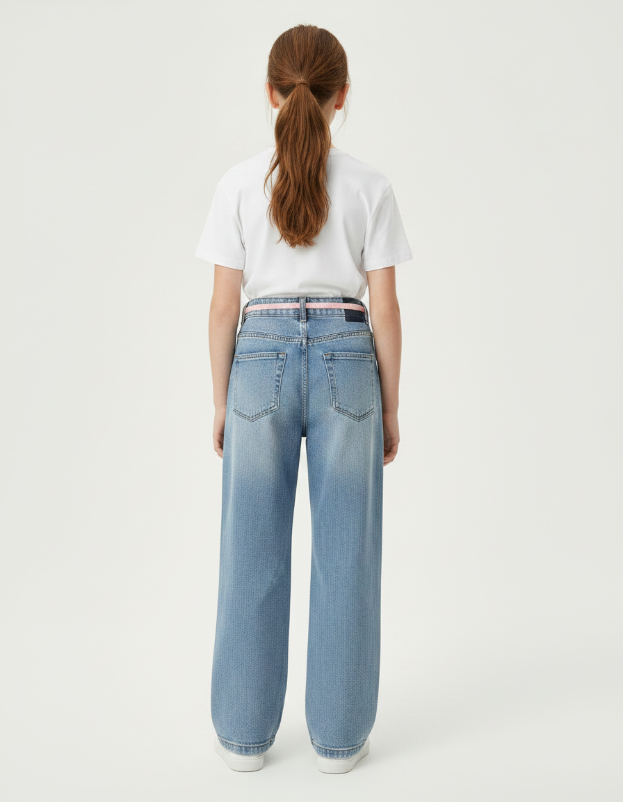 Pantalon Parachute Jean Ample Fille Décontracté Bleu - vue 2
