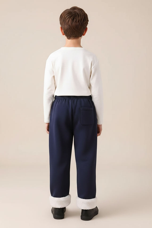 Pantalon Parachute Bleu Marine Doublé Polaire Enfant - Molleton - vue 2