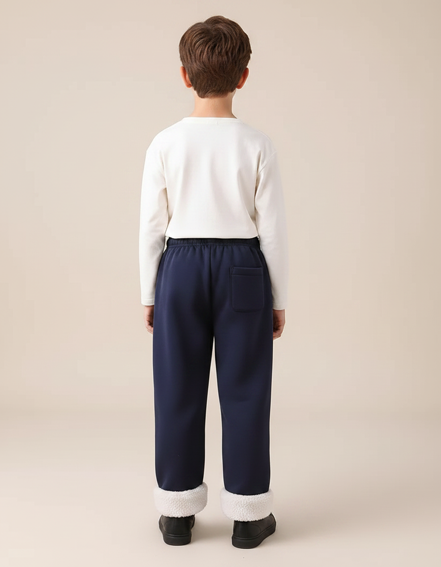 Pantalon Parachute Bleu Marine Doublé Polaire Enfant - Molleton - vue 2