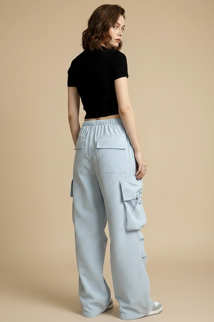 Pantalon Parachute Femme Cargo Nylon - Bleu Polyester - vue 2