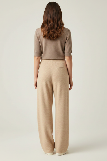 Pantalon Parachute Beige Laine Ample Décontracté Femme - vue 2
