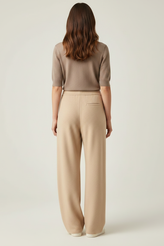 Pantalon Parachute Beige Laine Ample Décontracté Femme - vue 2