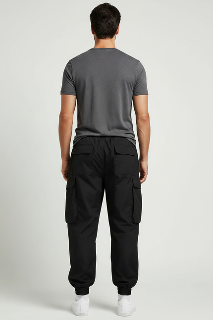 Pantalon Parachute Homme Noir Cargo - Polyester - vue 2