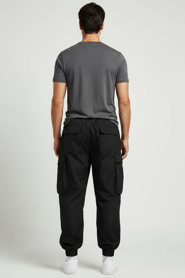 Pantalon Parachute Homme Noir Cargo - Polyester - vue 2