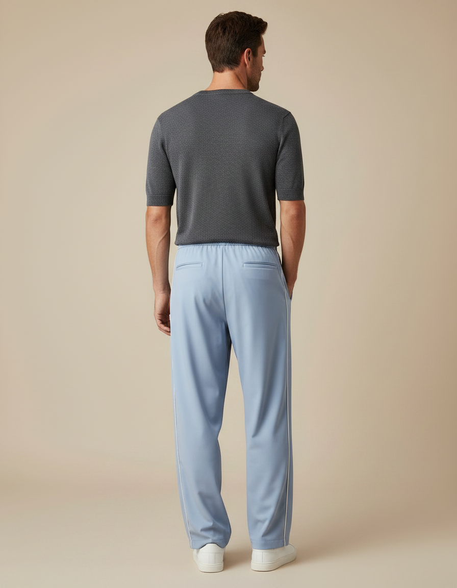 Pantalon Parachute Bleu Ciel Ample Homme Décontracté - Polyester - vue 2