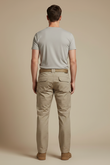 Pantalon Parachute Tactique Cargo Beige Homme Résistant - Toile - vue 2