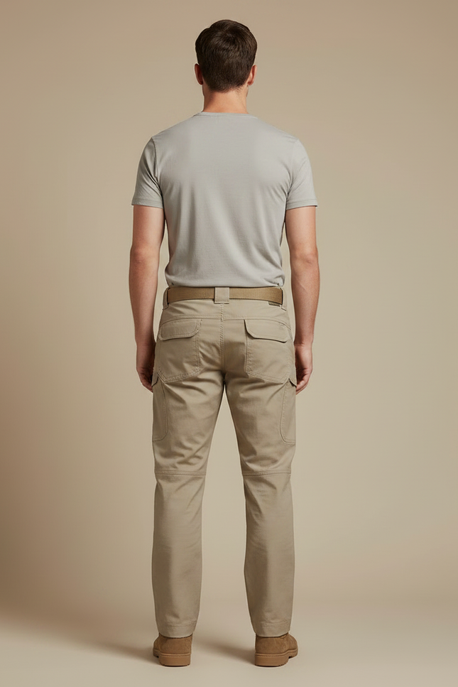 Pantalon Parachute Tactique Cargo Beige Homme Résistant - Toile - vue 2