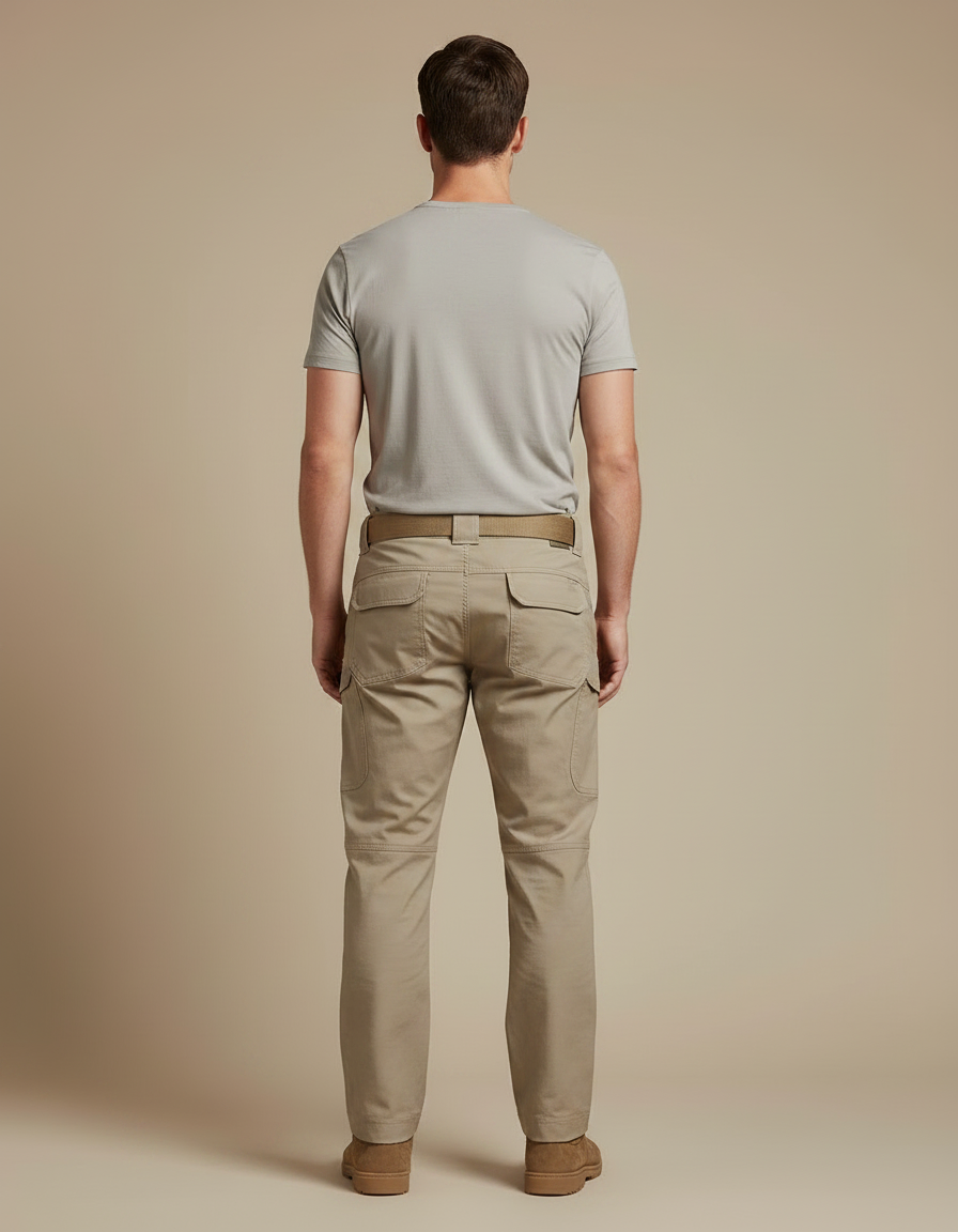 Pantalon Parachute Tactique Cargo Beige Homme Résistant - Toile - vue 2