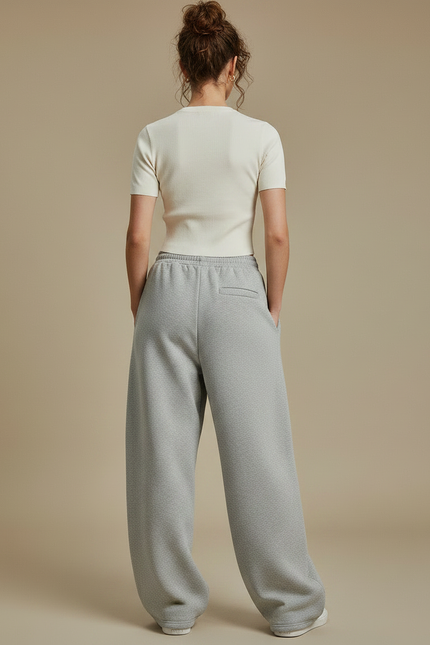 Pantalon Parachute Gris Ample Casual Sport Jogger Femme - Molleton - vue 2