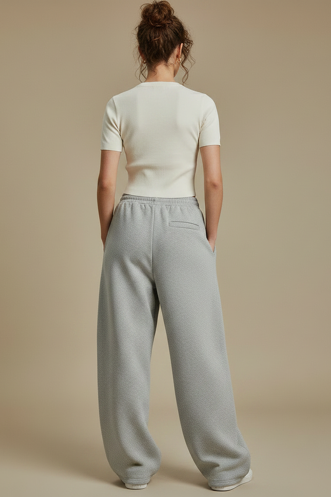 Pantalon Parachute Gris Ample Casual Sport Jogger Femme - Molleton - vue 2