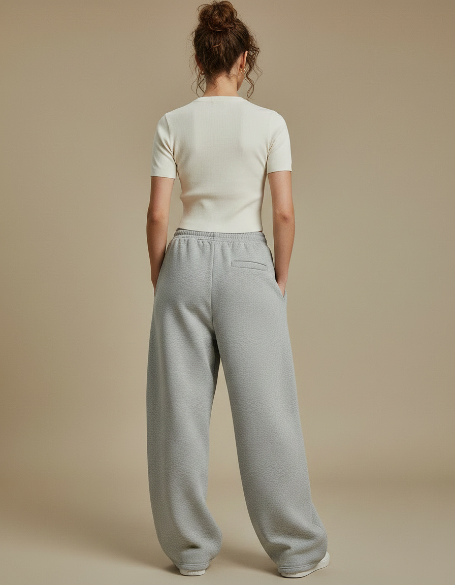 Pantalon Parachute Gris Ample Casual Sport Jogger Femme - Molleton - vue 2