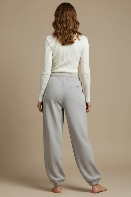 Pantalon Parachute Gris Ample Cordon Confortable Femme - Molleton - vue 2