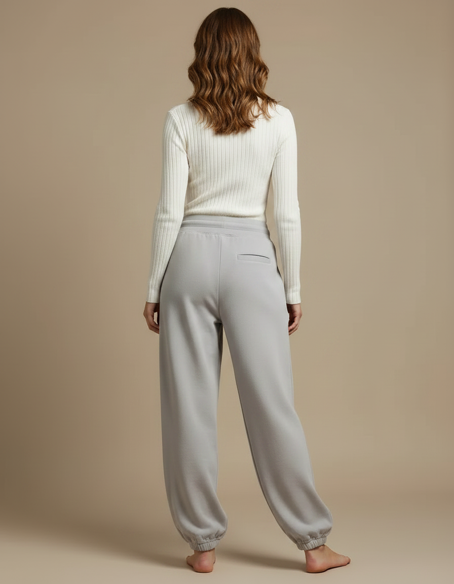 Pantalon Parachute Gris Ample Cordon Confortable Femme - Molleton - vue 2