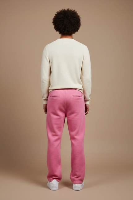 Pantalon Parachute Rose Molletonné Ample Imprimé Streetwear - vue 2
