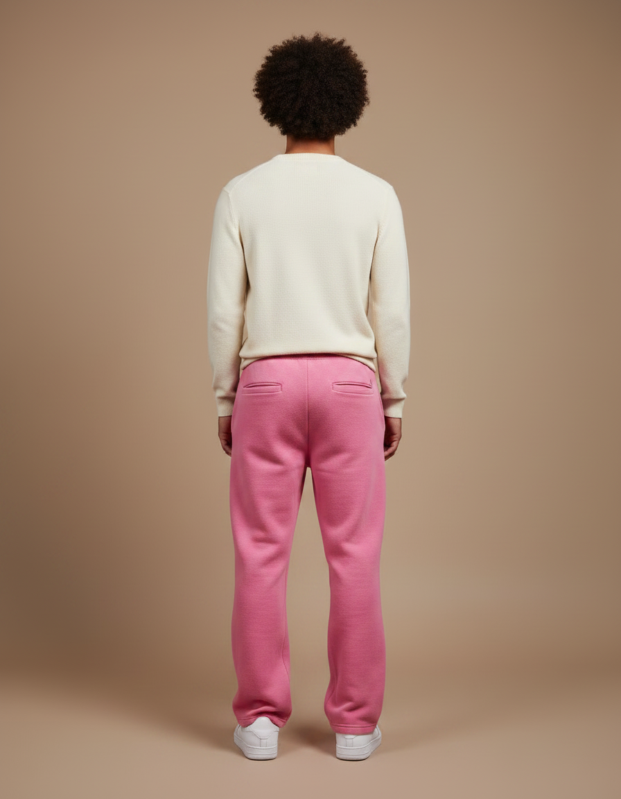 Pantalon Parachute Rose Molletonné Ample Imprimé Streetwear - vue 2