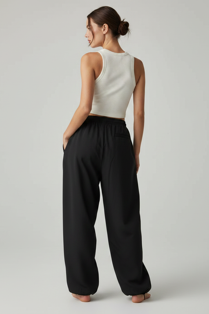 Pantalon Parachute Noir Ample Imprimé Mythique Femme - Polyester - vue 2