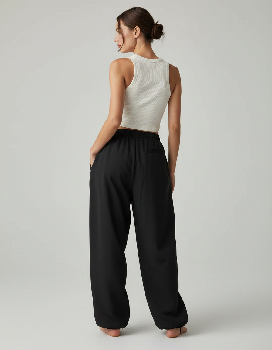 Pantalon Parachute Noir Ample Imprimé Mythique Femme - Polyester - vue 2