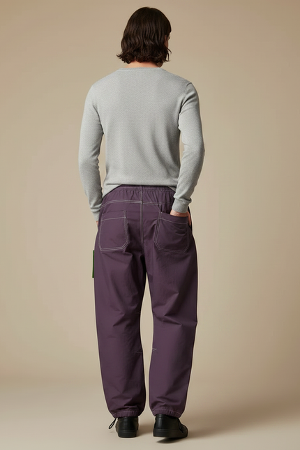 Pantalon Parachute Violet Ample Décontracté Cordon Homme - Polyester - vue 2