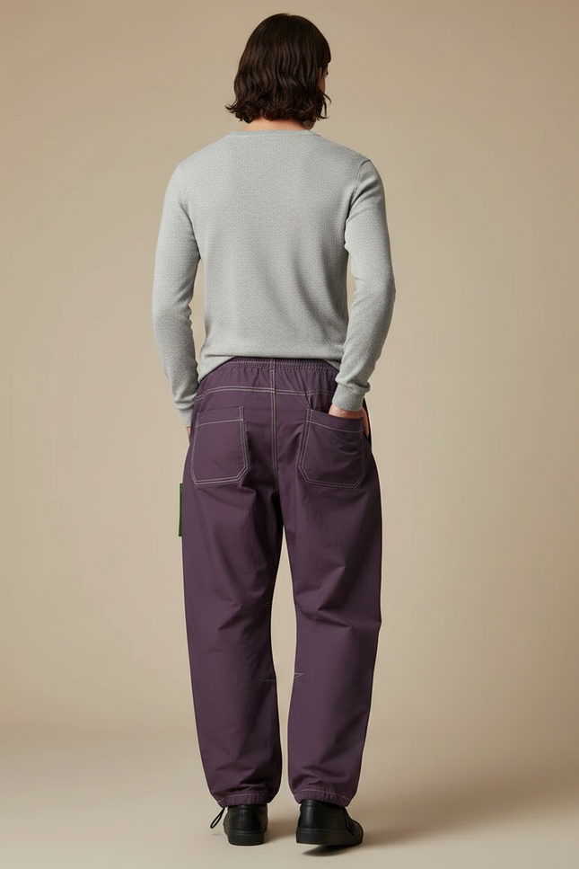 Pantalon Parachute Violet Ample Décontracté Cordon Homme - Polyester - vue 2