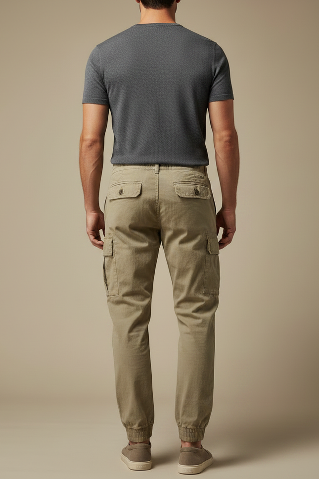 Pantalon Parachute Kaki Cargo Cordon Jogger Casual - Coton - vue 2