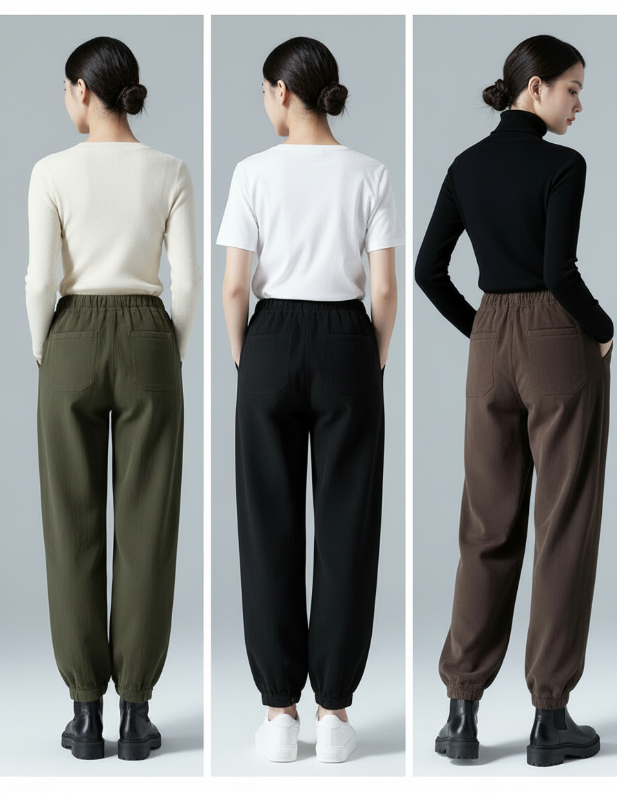 Pantalon Parachute Kaki Ample Décontracté Harem Femme - Cordé - vue 2