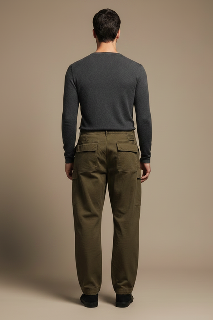Pantalon Parachute Homme Kaki Resserré Aux Chevilles - Toile - vue 2