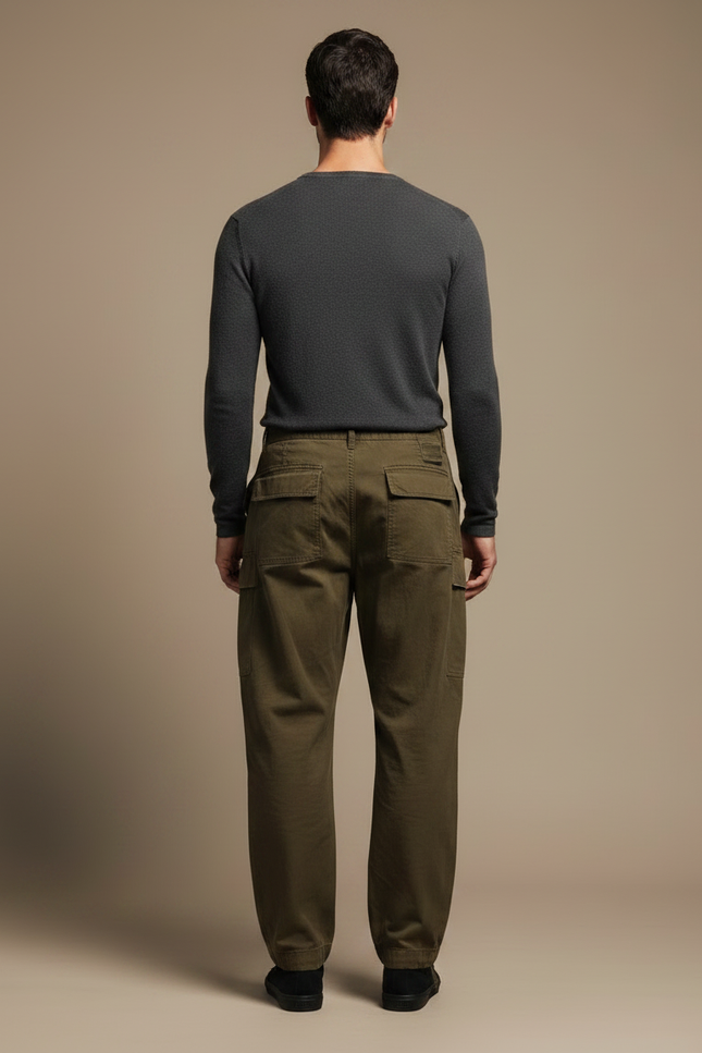 Pantalon Parachute Homme Kaki Resserré Aux Chevilles - Toile - vue 2