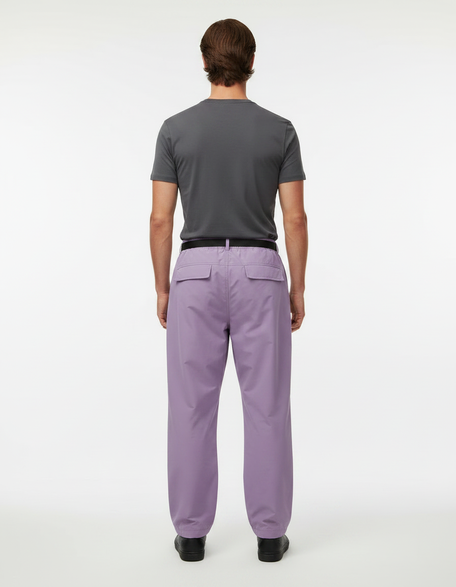 Pantalon Parachute Lilas Ample Coupe Droite Léger - Violet Polyester - vue 2