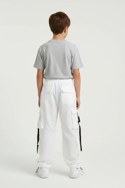 Pantalon Parachute Garçon Blanc Cargo - Polyester - vue 2