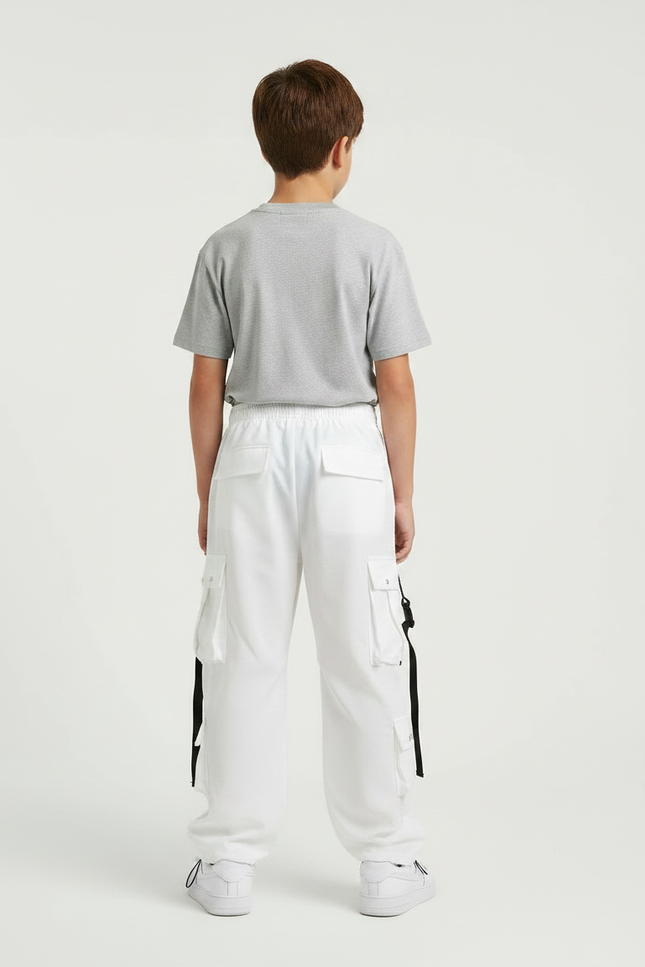 Pantalon Parachute Garçon Blanc Cargo - Polyester - vue 2