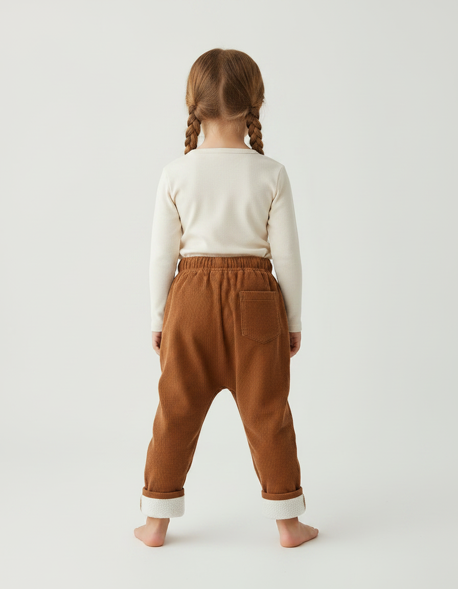 Pantalon Parachute Marron Côtelé Ample Chaud Enfant - Cordé - vue 2