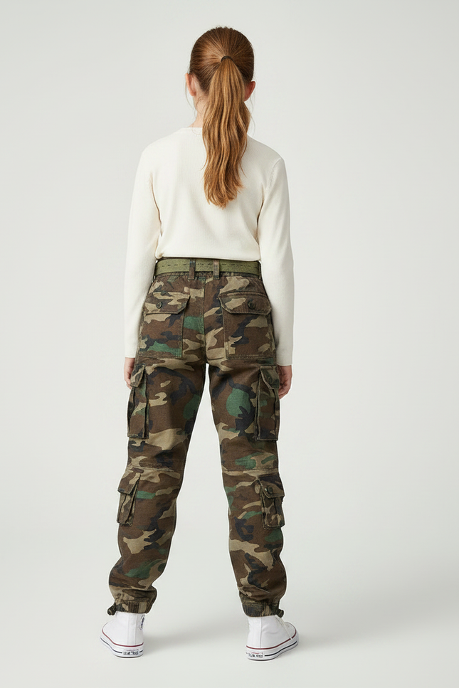 Pantalon Parachute Camouflage Cargo Ample Coton Enfant - Multicolore - vue 2