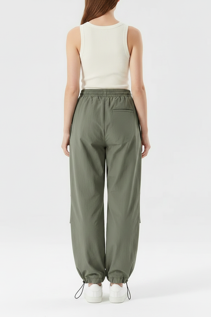 Pantalon Parachute Kaki Ample Léger Sportif Femme - Polyester - vue 2