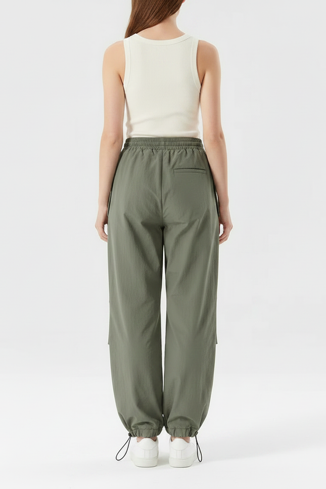 Pantalon Parachute Kaki Ample Léger Sportif Femme - Polyester - vue 2