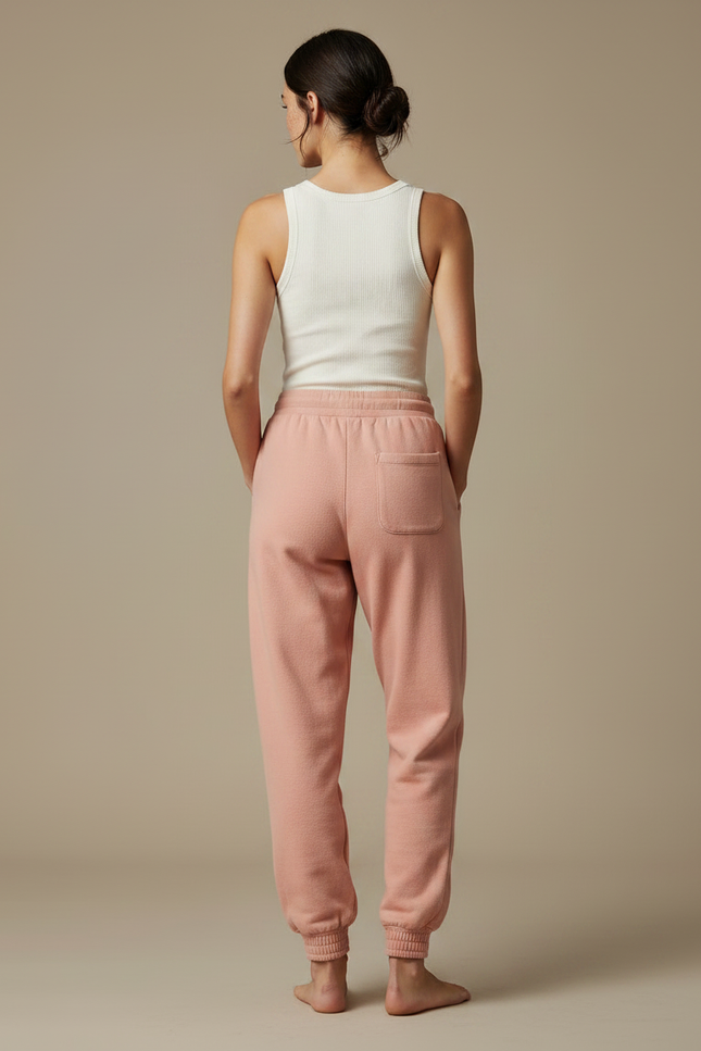 Pantalon Parachute Rose Décontracté Ample Coton Molletonné - vue 2