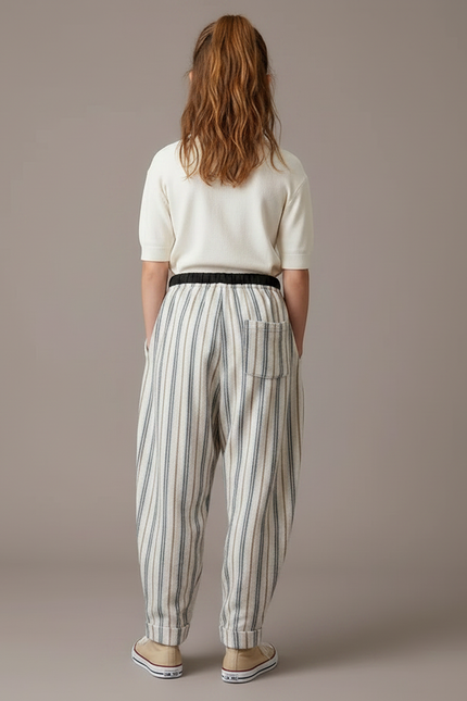 Pantalon Parachute Rayé Ample Lin Cordon Décontracté - Multicolore - vue 2