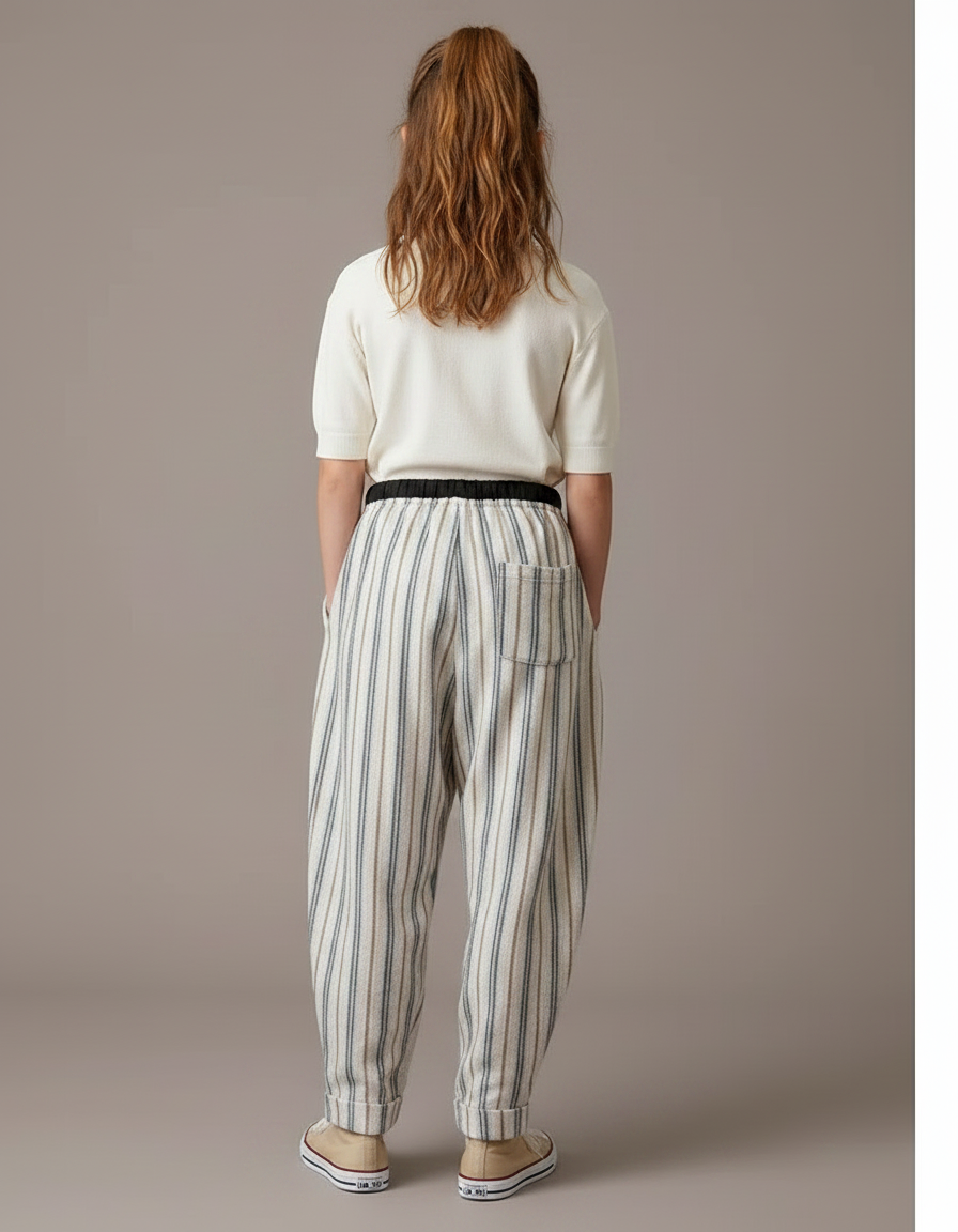 Pantalon Parachute Rayé Ample Lin Cordon Décontracté - Multicolore - vue 2