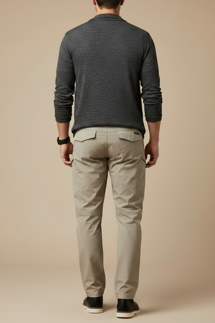 Pantalon Parachute Beige Cargo Tactique Homme - Polyester - vue 2