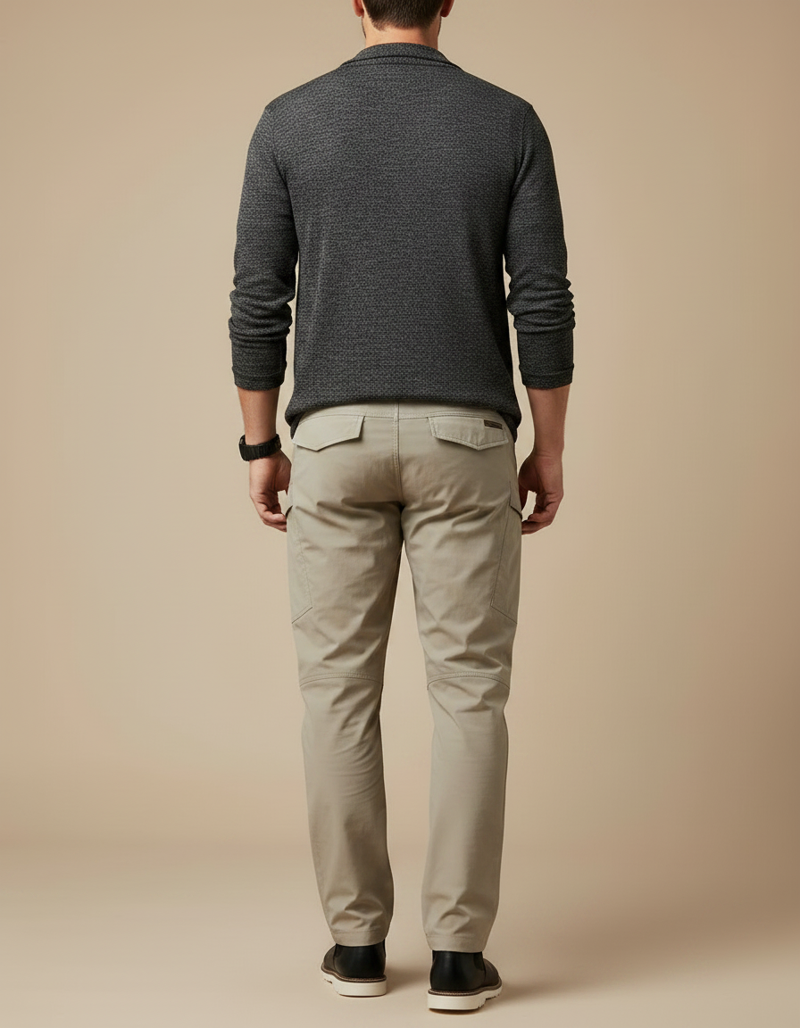 Pantalon Parachute Beige Cargo Tactique Homme - Polyester - vue 2