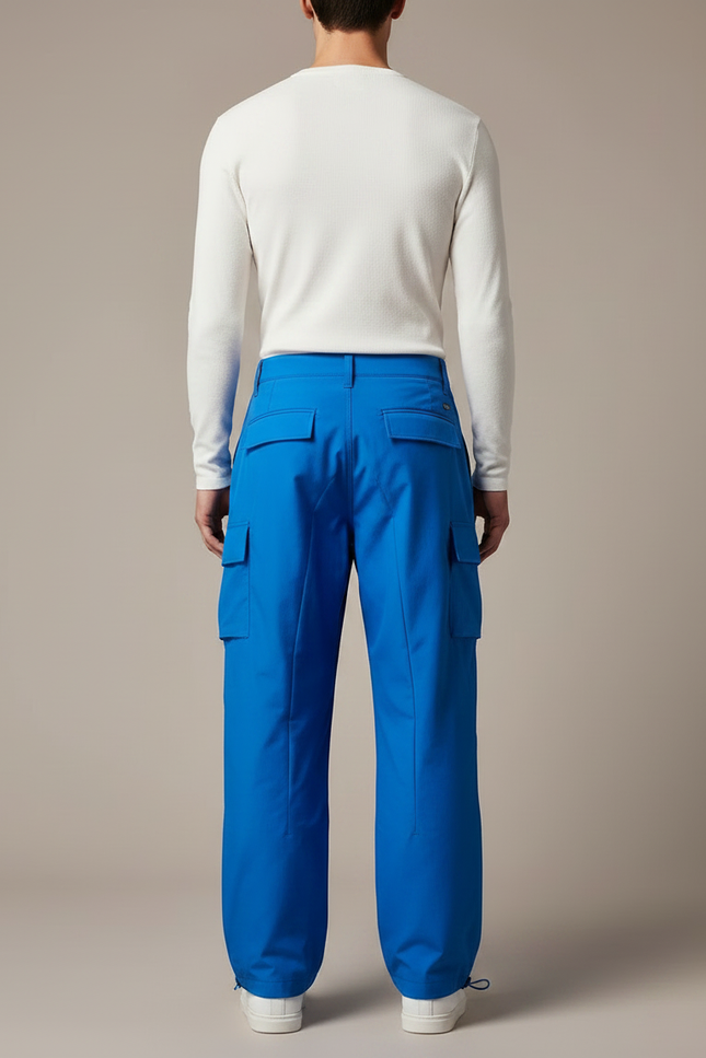 Pantalon Parachute Bleu Électrique Ample Cargo Unisexe - Polyester - vue 2