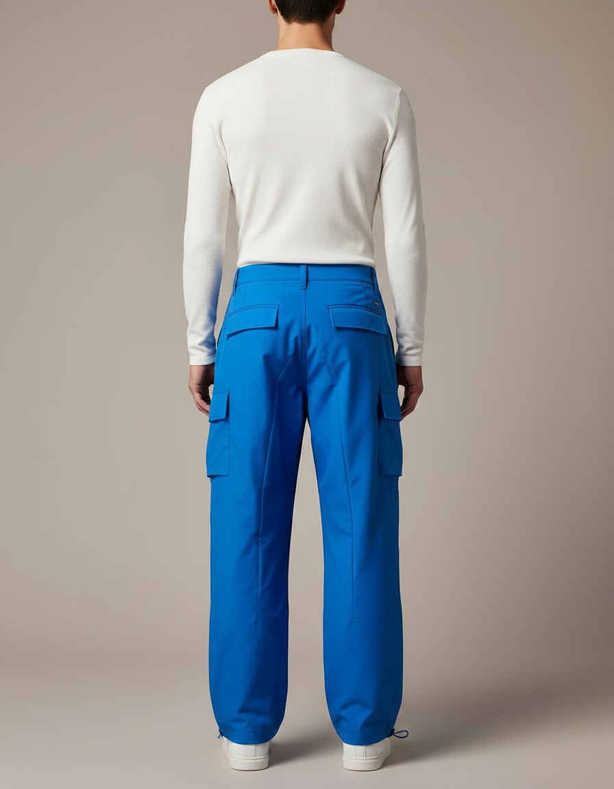 Pantalon Parachute Bleu Électrique Ample Cargo Unisexe - Polyester - vue 2