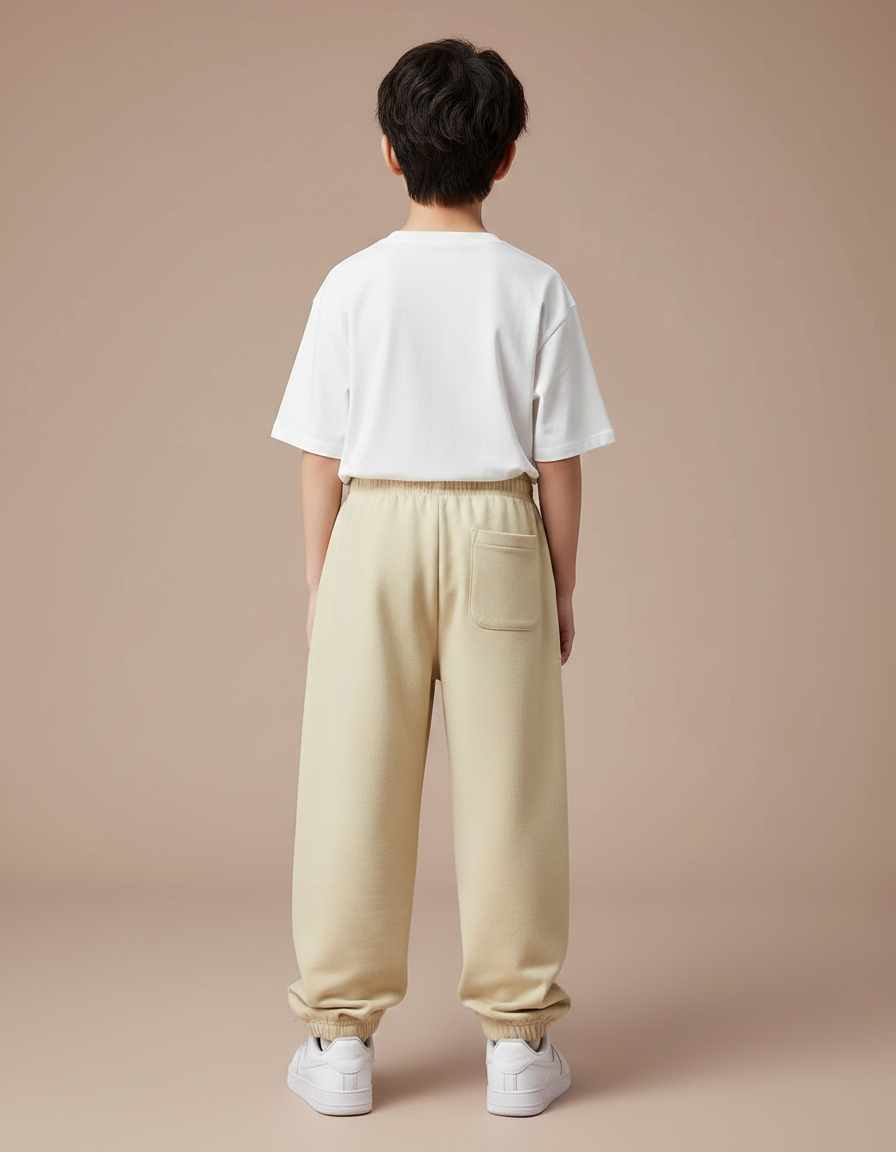 Pantalon Parachute Beige Ample Sportif Enfant Confortable - Molleton - vue 2