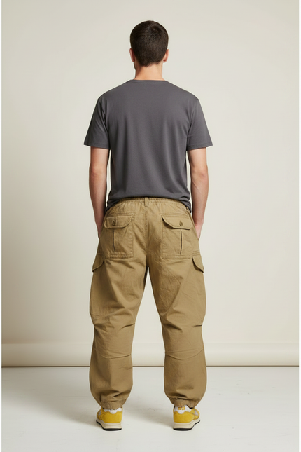 Pantalon Parachute Kaki Ample Multi-Poches Décontracté Homme - Toile - vue 2