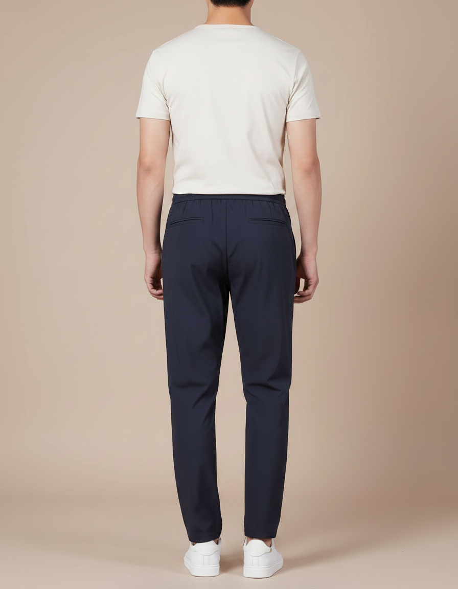 Pantalon Parachute Bleu Marine Droit Décontracté Cordon Homme - Polyester - vue 2