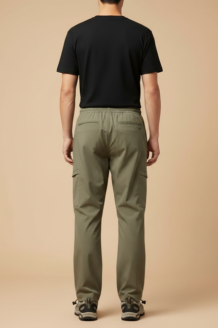 Pantalon Parachute Vert Olive Cargo Fluide Léger Homme - Kaki Polyester - vue 2