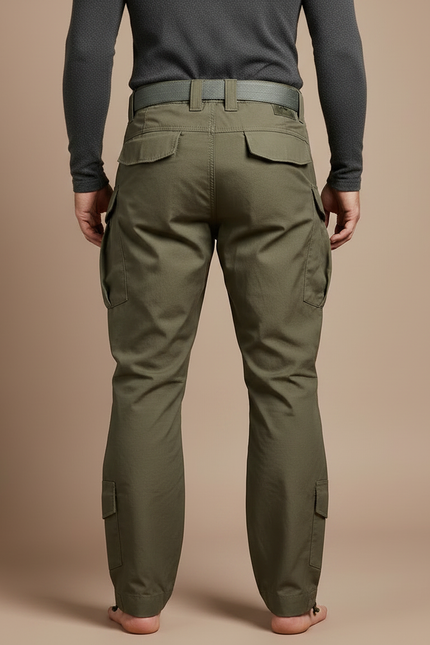 Pantalon Parachute Vert Militaire Cargo Renforcé Tactique Homme - Kaki Toile - vue 2