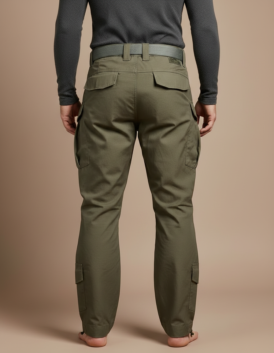 Pantalon Parachute Vert Militaire Cargo Renforcé Tactique Homme - Kaki Toile - vue 2