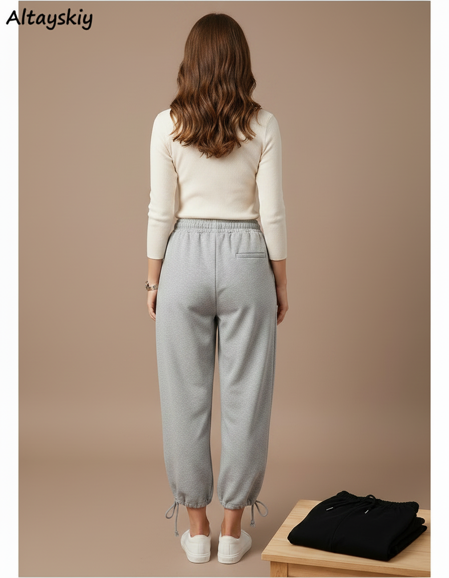 Pantalon Parachute Gris Ample Cordon Décontracté Confortable - Molleton - vue 2